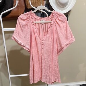 Wonderly Pink Blouse Size XL Flared Sleeves Butterfly Sleeves